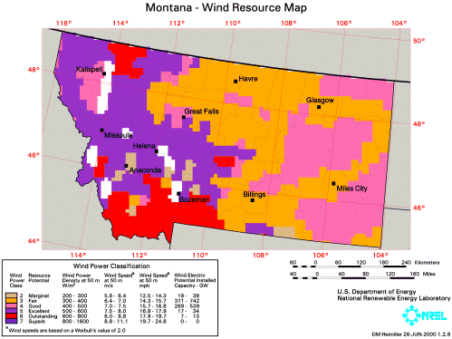 Montana - Wind Resource Map