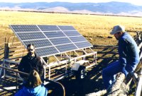 A portable PV array powers stock water pumps in the Big Hole Valley.